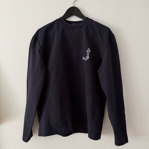 Jacquemus Black Long Sleeve Tee with White Logo